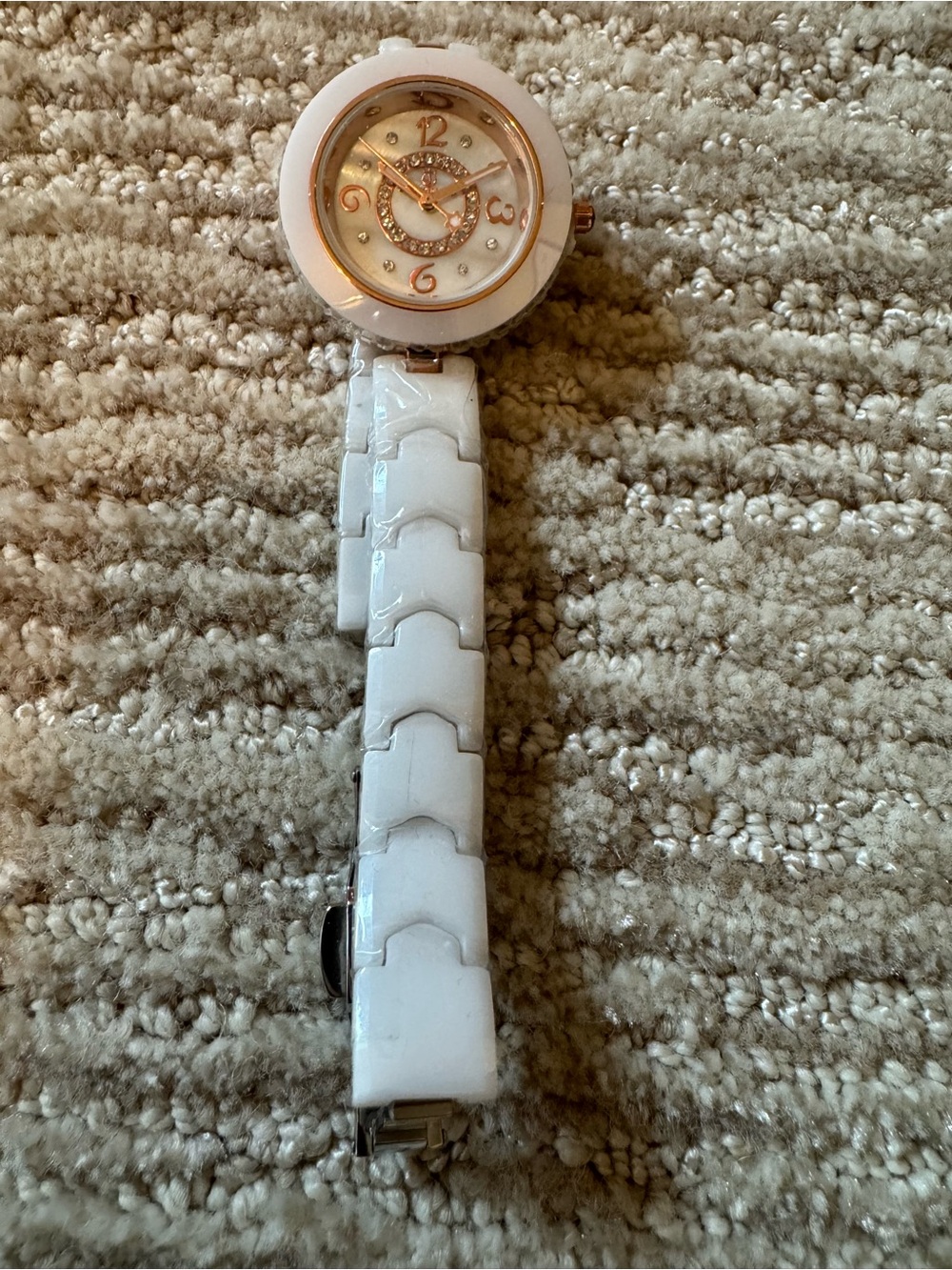 Elegant White Ceramic Accent Watch-Style Home Accent